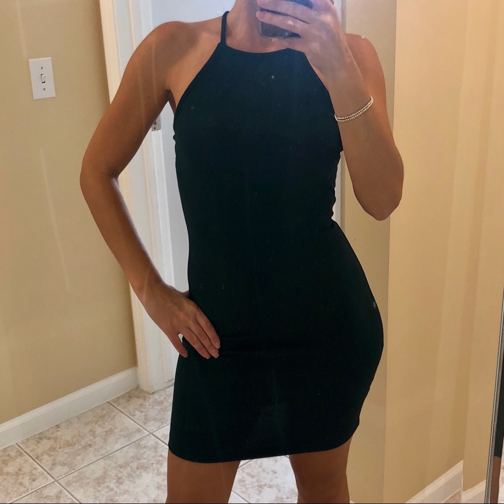 Halter top forest green mini dress size S.